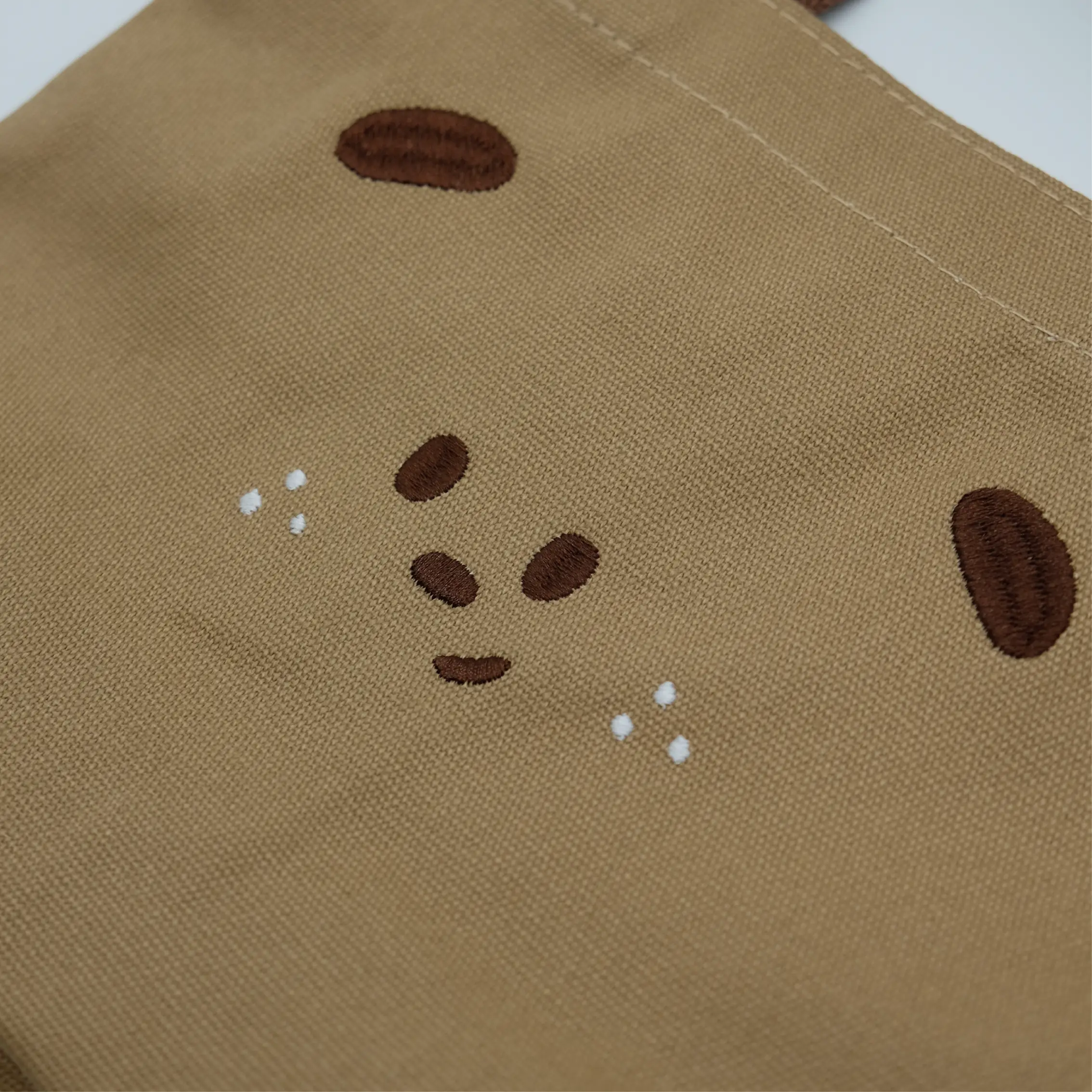 刺繡咖啡色帆布袋 - 圖2